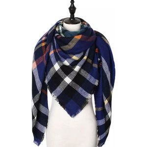 Emilie scarves - sjaal - driehoeksjaal - geruit - blauw - winter sjaal