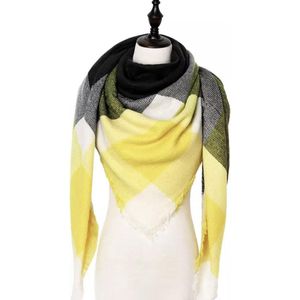 Emilie Scarves - sjaal - winter driehoeksjaal - geel - zwart - wit