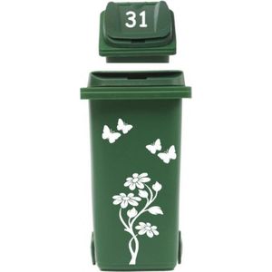 Set sticker kliko container bloem met vlinders & huisnummer | Rosami