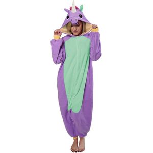 KIMU Onesie Paarse Eenhoorn Pak - Maat 146-152 - Eenhoornpak Unicorn Kostuum Paars - Unicornpak Kinderen Pyjama Zacht Huispak Meisje Festival