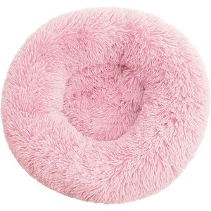 KUSSIES® Kussen 60 Cm Met Wasbare Hoes - Lichtroze - Hondenkussen Speelkussen Kind - Donut Zitzak Rond Hondenmand Speelkussen Zacht Bont Baby Roze