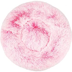 KUSSIES® Kussen 50 Cm Met Wasbare Hoes - Neon Roze Wit Gradient - Hondenkussen Kattenkussen - Donut Ronde Kattenmand Kat Hond Dierenkussen Witte