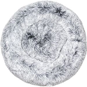 KUSSIES® Kussen 70 Cm Met Wasbare Hoes - Grijs Wit Gradient - Hondenkussen Kinder Speelkussen - Donut Zitzak Rond Hondenmand Kinderkamer Grijze Witte