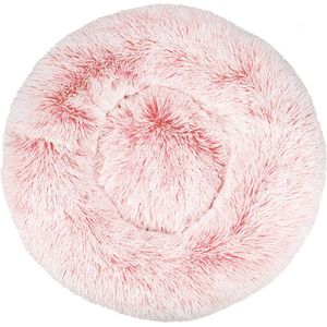 KUSSIES® Kussen 80 Cm Met Wasbare Hoes - Peach Roze Wit Gradient - Hondenkussen Speelkussen Kind - Donut Zitzak Ronde Hondenmand Harig Witte Oudroze