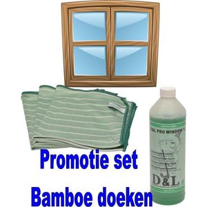 Glazenwasserszeep - professionele glas- en ruitenreiniger - spiegels -Groene Droogdoek - Bamboe droogdoek - Microvezeldoek - Ramen doek - schoonmaakdoeken-promotie set