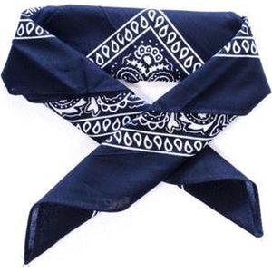 Bandana donker blauw - 100% katoen - boeren zakdoek - dark blue - Cotton - zakdoek - hoofdband - sjaaltje - accessoire - carnaval