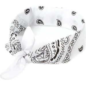Bandana Paisley wit - 100% katoen - white - Cotton - zakdoek - hoofdband - sjaaltje - accessoire