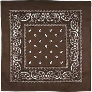 Bandana Paisley bruin - 100% katoen - boeren zakdoek - brown - Cotton - zakdoek - hoofdband - sjaaltje - accessoire - carnaval