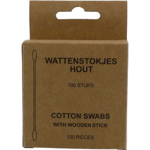 Wattenstaafjes Hout In Kartonnen Doosje - 24x100st - Voordeelverpakking