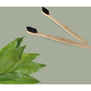Bamboe tandenborstel | 2 Stuks | Bamboe toothbrush | Charcoal infused  |100% Ecologisch & Afbreekbaar |Bruin