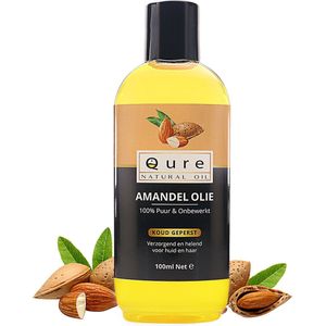 Amandelolie 100ml | Biologisch | 100% Puur & Onbewerkt | Koudgeperste Zoete Amandel Olie voor Haar, Huid en Lichaam | Huidolie | Haarolie |