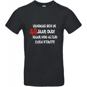 40 jaar - 40 jaar verjaardag - T-shirt Vandaag ben ik 40 jaar oud maar nog altijd even stout! - Maat L - Zwart