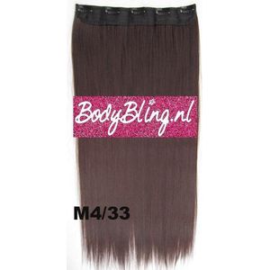 Clip in hairextensions 1 baan straight bruin / rood - M4/33