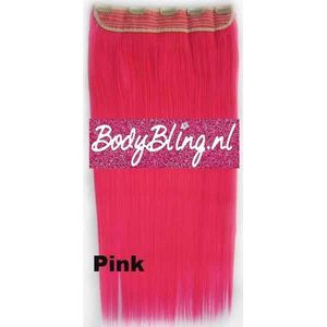 Clip in hairextensions 1 baan straight roze - Pink