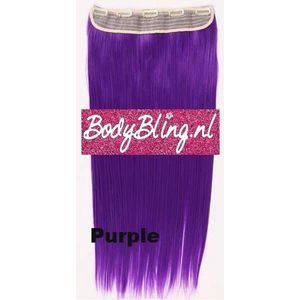 Clip in hair extensions 1 baan straight paars - Purple