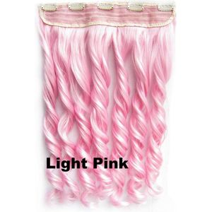 Clip in hair extensions 1 baan wavy roze - Light Pink