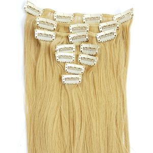 Clip in hair extensions 7 set straight blond - 22#