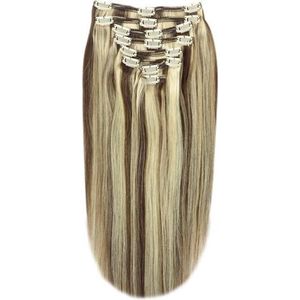 Remy Human Hair extensions straight 16 - bruin / blond 4/613