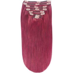 Remy Human Hair extensions straight 20 - plum / cherry red 530