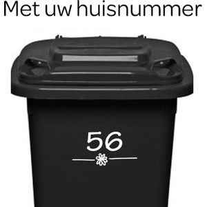 Klikosticker - met uw huisnummer - wit - containersticker - kliko sticker - 14 cm x 21 cm - cijfersticker - vuilnisbak sticker