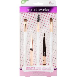 Brushworks Luxury 5 Piece Brow Set - White