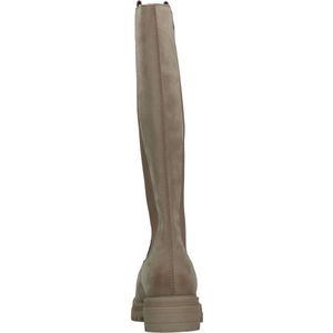 Poelman, Beige leren kniehoge laars Beige, Dames, Maat:42 EU