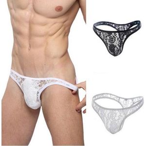 Kanten string voor heren - Wit - Sexy ondergoed mannen maat XL-XXL