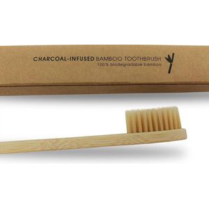 4x Bamboe tandenborstel - haren met houtskool