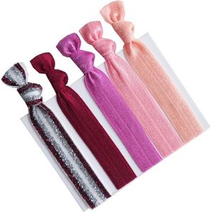 Set van 5 Verschillende Haarbandjes Pink | Roze Haarelastieken die je haar niet beschadigen