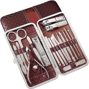 Manicure en pedicure set - 18 delig - Luxe editie - Bruine etui