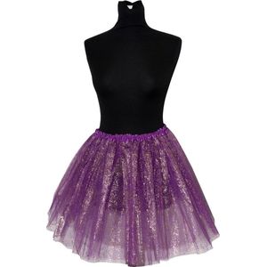 Tule rokje - vaste glitters - paars/goud - tutu - festival - foute party - summer party