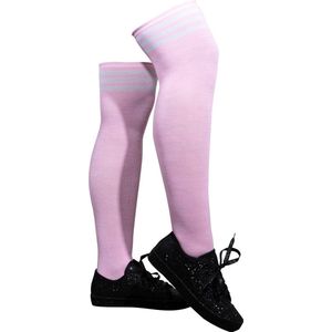 2 paar lieskousen - Roze met witte strepen - Cheerleader - Voetbal