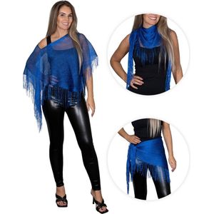 Glitter - sexy beach jurkje - festival poncho - strand topje - pareo - kobalt