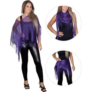 Glitter - sexy beach jurkje - festival poncho - strand topje - pareo - paars