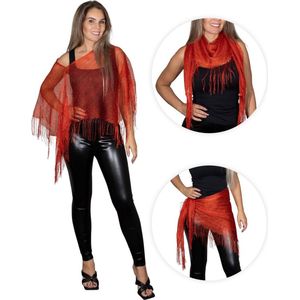 Glitter - sexy beach jurkje - festival poncho - strand topje - pareo - rood