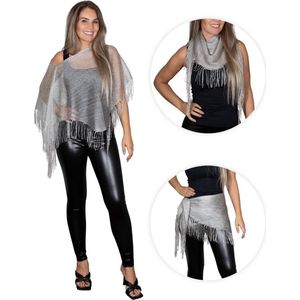 Glitter - sexy beach jurkje - festival poncho - strand topje - pareo - zilver