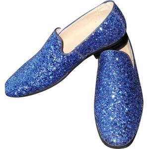 Heren - Glitter schoen - Kobalt blauw - Maat 44 - Disco