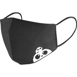 Mondkapje Kind - Mondmasker Kinderen - Wasbaar en Herbruikbaar - Met Panda - Zwart