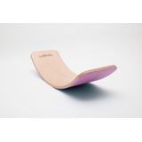 Wobbel pro Wilde Rozen (roze) - Blank gelakt houten balance board van 90 cm met roze ecovilt