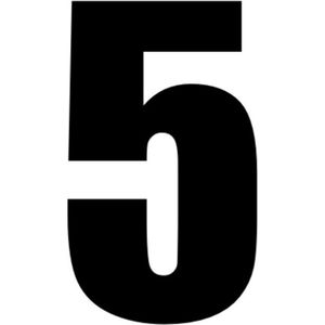 Cijfer 5 Deursticker Dikgedrukt - Kliko Sticker - Huisnummer - Zwart
