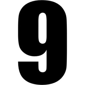 Cijfer 9 Deursticker Dikgedrukt - Kliko Sticker - Huisnummer - Zwart