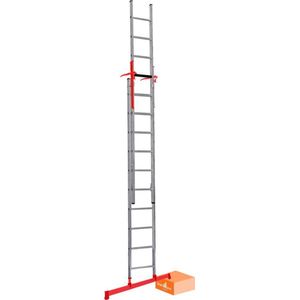 Pro | Schuifladder met Levelingssysteem en Top Safe Systeem | 2 delig | 2x14 treden | Top Safe Systeem | Leveling System | Aluminium | Anti slip | EN 131-1 + 2, NEN 2484, TÜV en GS gecertificeerd