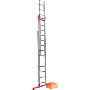 Pro | Schuifladder met Levelingssysteem en Top Safe Systeem | 3 delig | 3 x 10 treden | Top Safe Systeem | Leveling System | Aluminium | Anti slip | EN 131-1 + 2, NEN 2484, TÜV en GS gecertificeerd