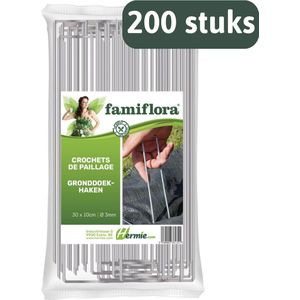 Famiflora gronddoekhaken 200 stuks - Gronddoekpennen - 30x10cm Ø3mm