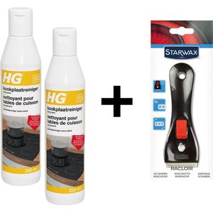 HG intensieve kookplaatreiniger (2 stuks van 250ML) + gratis Starwax krabber - Reinigen van inductie kookplaat, keramiek