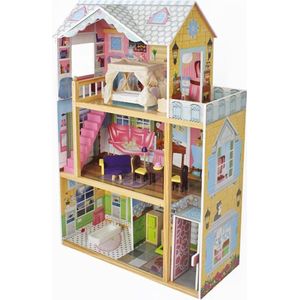 Houten Poppenhuis Mary | Meubelset 10pcs | 82x29x116cm