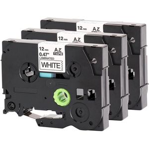 3x Brother Tze-231 TZ-231 Compatible voor Brother P-touch Label Tapes - Zwart op Wit - 12mm x 8m