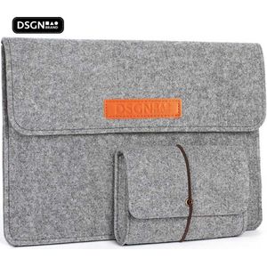 DSGN VILT - Laptophoes 13 inch - Apple MacBook Air Pro 13.3-14 inch - Laptop Sleeve Hoes Case - Vilten - Etui - Extra Vakken - Grijs