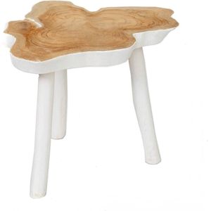 De organic bijzettafel - naturel-wit - teak hout - 45x45x40 cm
