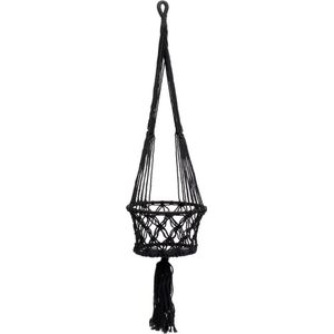 De Macrame Planthanger - Zwart - M